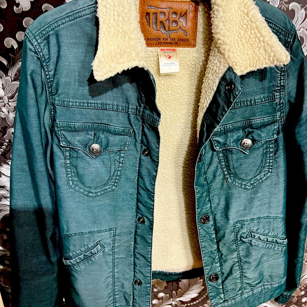 True religion green denim mens jacket - small and runs tight, above waist